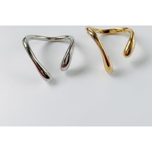 2021 NEW 925 Sterling Silver Korean Trendy Smooth Rings for Women Couple Vintage Gold Silver Geometric Handmade Wedding Jewelry