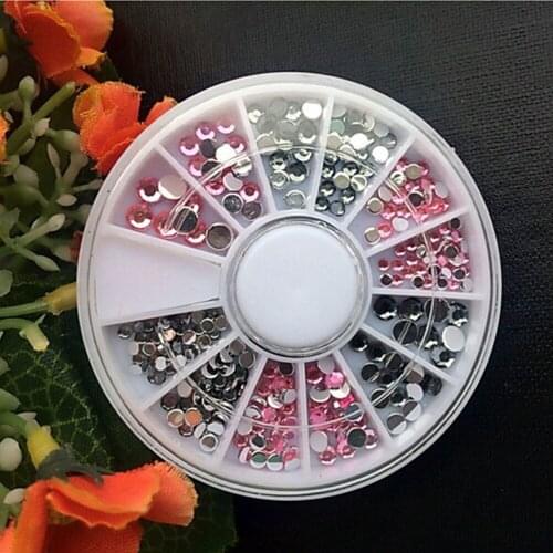 3D Nail Art Tips Gems 3 COLORS Crystal Glitter Rhinestone DIY Decoration + Wheel