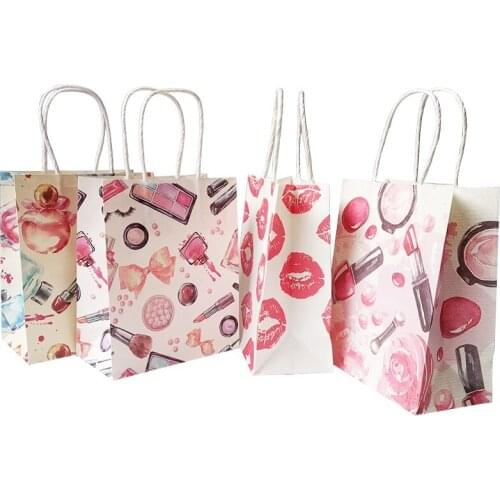 40pcs/lot Paper Gift Packing Bag Small Gift Paper Bag With Handles 15x18cm Wedding Birthday Party Favors Cosmetic Lips Pattern
