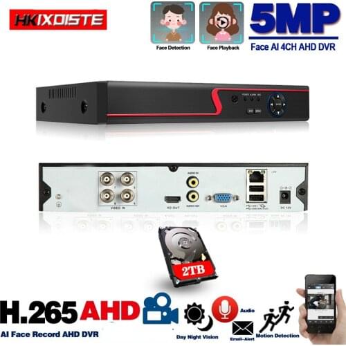 5MP 6in1 HD TVI CVI AHD IP Security DVR 4ch Recorder H.265 Digital Video Recorder With Smart Motion Detection Playback for CCTV