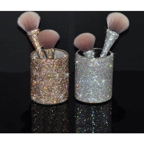 Diamond Makeup Brush and Box Large Caliber Loose Powder Brushes Make Up Organizer Luxury Cosmetic Tools Makeup Brushes Holder