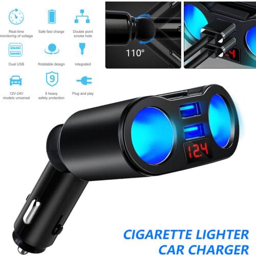 3.1A Dual USB Car Charger 2 Port LCD Display 12-24V Cigarette Socket Lighter Fast Charging Power Adapter Auto Car Accessories