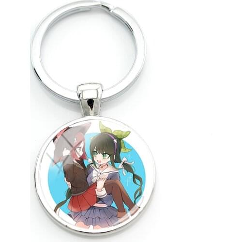 TAFREE Anime Danganronpa Trigger Happy Havoc Keychains Glass Animation Peripheral Jewelry Key Holders For boys