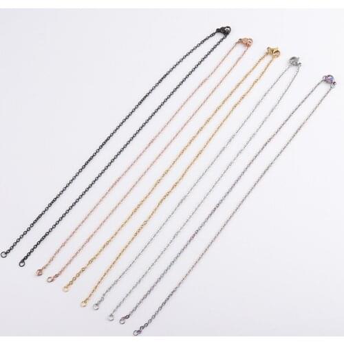5pcs/lot 316L Stainless Steel 2mm 45cm Length Men Women Gold/Steel Tone Link Cuban Chain Necklaces for DIY Jewelry Making