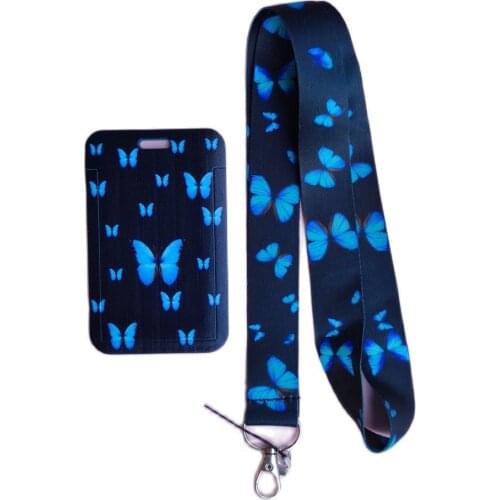 Lovely Butterfly Name Card Covers ID Card Holder Students Bus Card Case Lanyard Visit Door Identity Badge