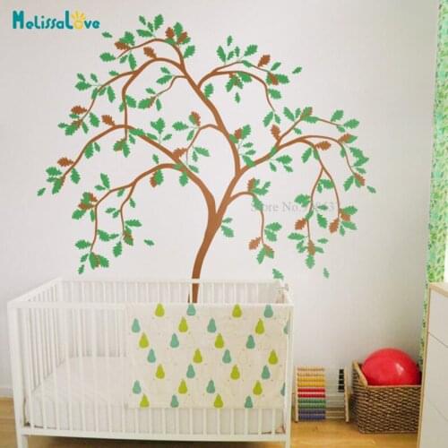 Two Colors Simple Tree Wall Sticker Nursery Lively Art Tattoo Nature Decals Home Decor Self-adhesive BB030
