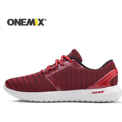 ONEMIX Men Running Shoes for Women Loafers Red Mesh Breathable Designer Jogging Sneakers Outdoor Sport Walking Trainers Shoes