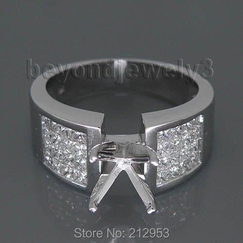 8mm Round Semi Mount Ring Solid 18kt White Gold 1.50carat Diamond Engagement Ring Semi Mount Settings Fine Jewelry