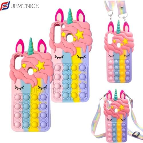 Relieve Stress 3D Cute Unicorn Phone Case for Samsung S20 FE S21 Ultra S10 S9 Plus A32 A12 A71 A51 A52 A72 A21 A11 Note 20 10Pro