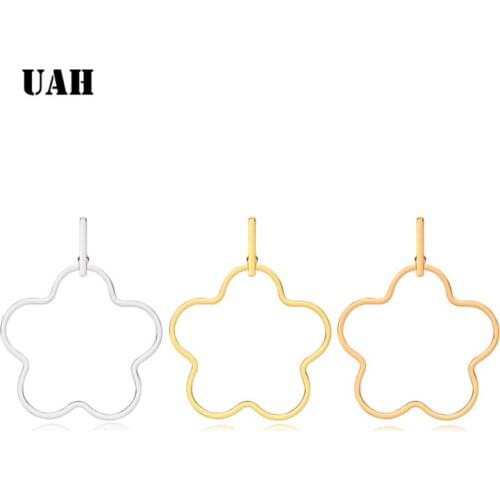 UAH Fashion stainless steel hollow geometric plum earring embossed batch flower lines flower ear hypoallergic earrings for women
