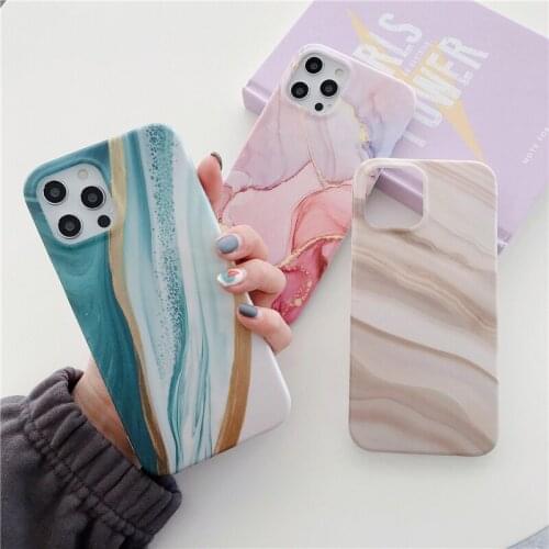 Fashion Marble Texture Phone Case For iPhone 12 11 Pro X XR XS Max 12 Mini 7 8 Plus SE2 Color Matte Soft Silicone IMD Back Cover