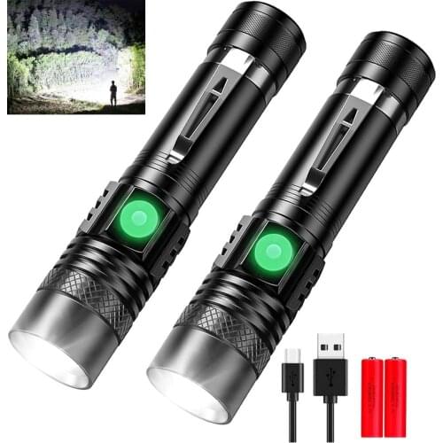 Powerful LED Flashlights Pocket Flashlight Outdoor Waterproof Torch Zoomable Flashlight Camping Hand Light USB Flashlight