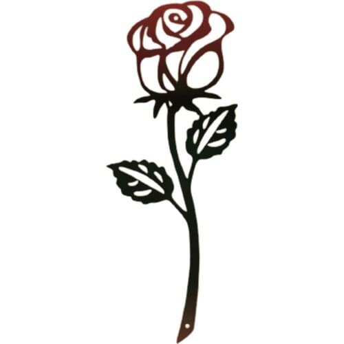 Metal Rose Wall Art Ornament Wall Mounted Wrought Iron Flower Decoration for Home Living Room Bedroom 30X12.8cm JA55