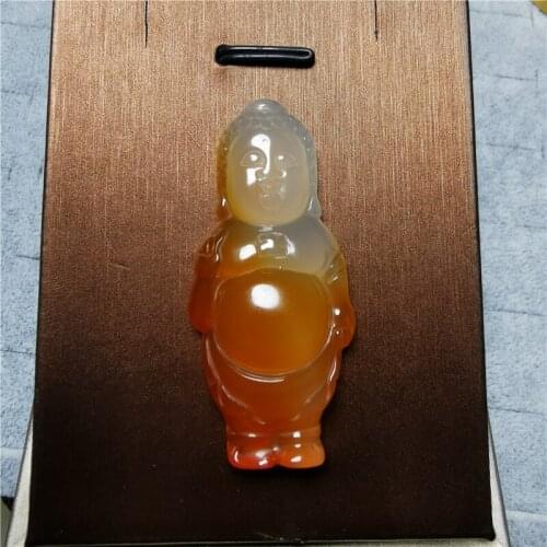 Real Chinese Natural Chalcedony Buddha Jade Pendants Necklaces Hand carved Prayed Men Women Necklace Fine Jewelry Gift Wholesale
