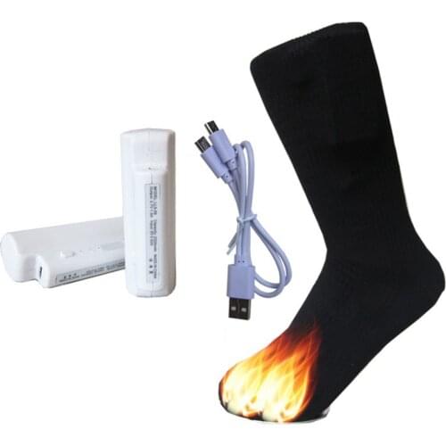 Heated Socks USB 3-Level Foot Warmer Cotton Men Women Fishing Camping Sock