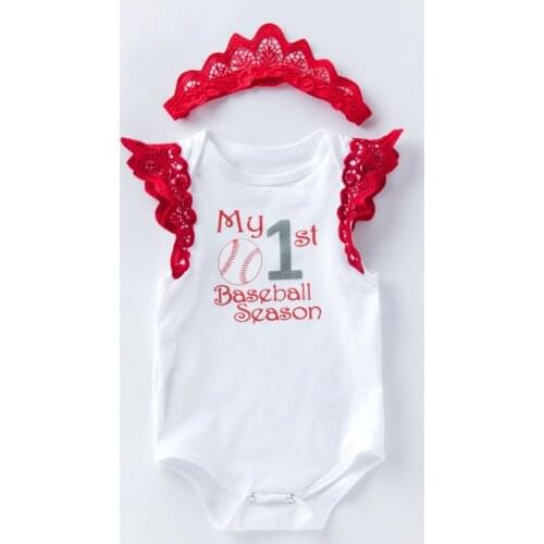 New Baby Baseball Clothing Sets Fashion Infant girls bodysuits and headband set Children Newborn Party Costumes Vestido Roupas