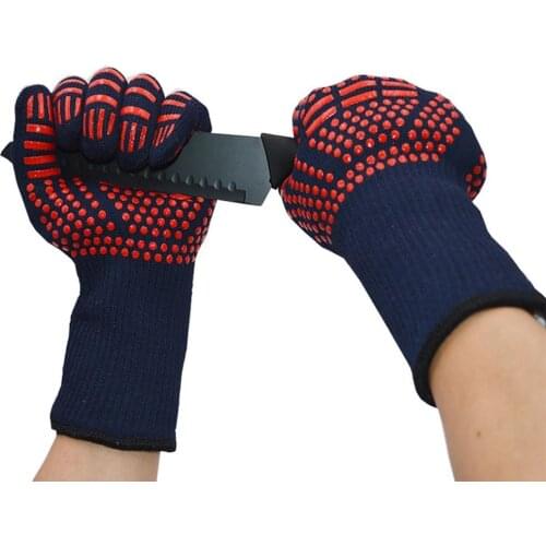 1pcs Fireproof gloves Barbeque Kevlar 500 degree BBQ flame retardant fireproof oven gloves for heat insulation microwave oven