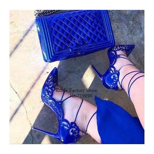 Plus 46 Luxury Blue Pink Women Shoes Cut out High Heels Shoes Stilettos party High Heels Pointed Toe party shoes Women Pumps