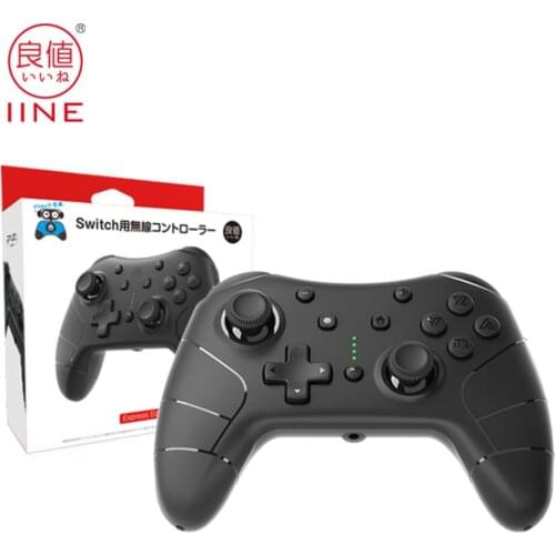 Support NFC & Steam Auto-Fire Funtion IINE Nintendo Switch Wake-Up&Voice Pro Controller in Black With Headphone Spot