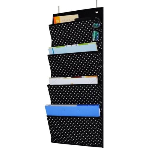 Godery Hanging Wall Organizer, Wall Mount/Over The Door Office Supplies Filing Folders, Fabric 4 Pocket Cascading File Organizer