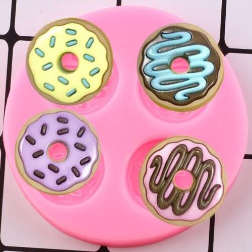 Donut Cabochon Silicone Mold DIY Party Cake Decorating Tools Cupcake Topper Fondant Mold Chocolate Gumpaste Candy Clay Moulds