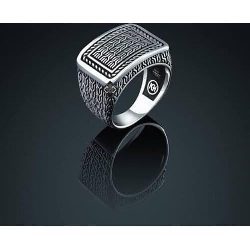 Patterned Simple Design For Men Pure 925 Sterling Silver Ring Gift Accessories Handmade Turkish Jewelry