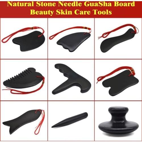 DropShipping Natural Stone Needle GuaSha Board BianShi Facial Skin Care Tools Anti-wrinkle Reduce Fat Lifting Slimming Scraper