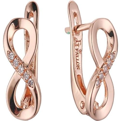 Niche Simple New Advanced Trendy Infinite Symbol Rose Gold Color 585 Valentines Day Gift Woman Earring