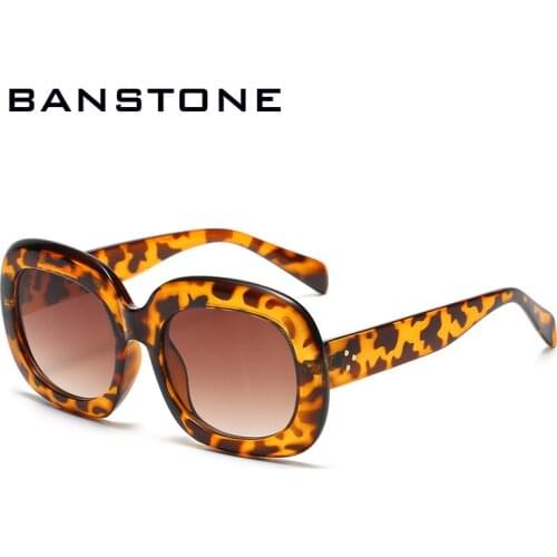 Vintage Oval Sunglasses Women Men Retro Thick Edges Design Sun Glasses Lady Gradient Black Leopard Eyeglasses UV400 Mirror