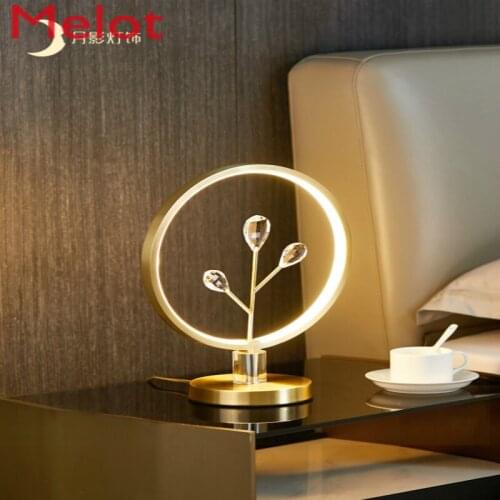 Modern Minimalist Copper Light Luxury Crystal Living Room Table Lamp Bedroom Table Lamp Bedside Lamp Minimalist Study Lamp
