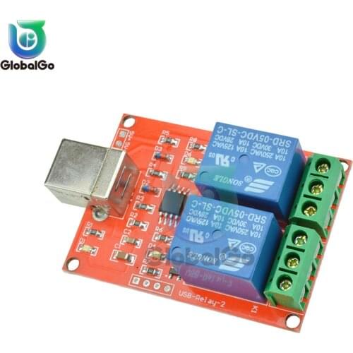 USB Controlled Relay Board with 2 Channels DC 5V Relay Switch For Smart Robot Home Door Window PC Intelligent Control