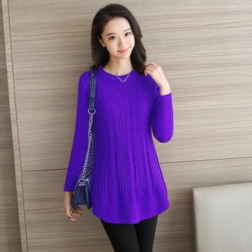 Autumn winter mid-length cashmere sweater womens O neck loose large size wool knitted sweater women warm solid Female pullovers