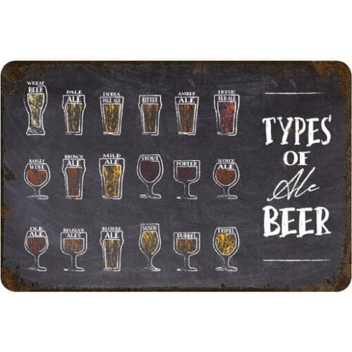 Types of Beer Ale Tin Sign Vintage Retro Metal Sign Wall Decor Home Office Bar Pub Store Garage Coffee Shop Hotel Man Cave Club