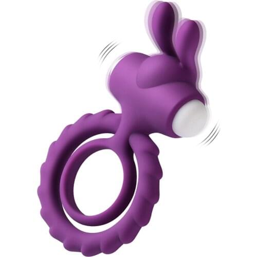 Effective Delay Vibrating Massage Ring Wearable Rabbit Dual Rings Massager Lasting Enhance for Make Male Longer Pleasure Toys