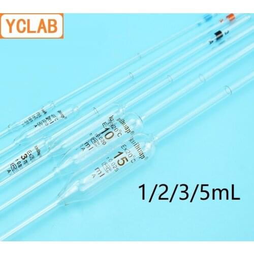 YCLAB 1/2/3/5mL Volumetric Pipettes Glass Class A with One Mark and Belly Laboratory Chemistry Equipment