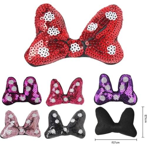 10PCS/Lot 3.5" Cute Sequins Bow Barrettes Girls White Dot Trendy Hairwear Children Party DIY Girl Hair Clips Accessories