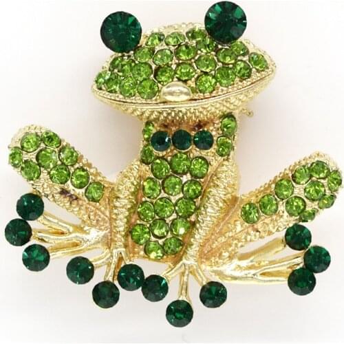 Green Rhinestone Frog Pin brooches Pendant C2159 K2