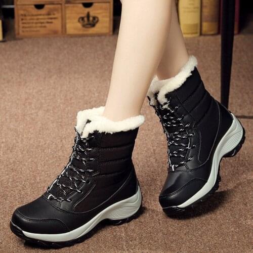 New Winter Women Boots High Quality Keep Warm Mid-calf Snow Boots Women Lace-up Comfortable Ladies Boots Chaussures Femme