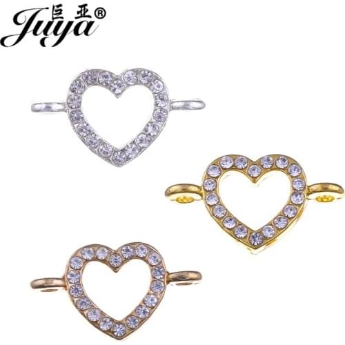 10pcs 18x10.3mm Rhinestone Couple Lover Gift Heart Shape Connector for DIY Bracelet Necklace Making Supplies Accessories CR0030