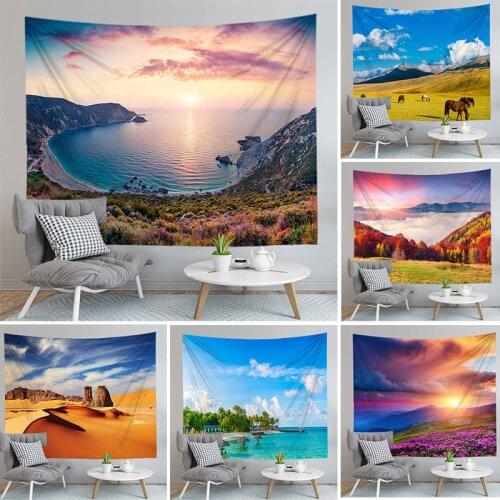 100% Polyester Desert Grassland Printed Beach Mat Wall Tapestry Walls Hanging Beautiful Landscape Tapestries Home Art Decorat