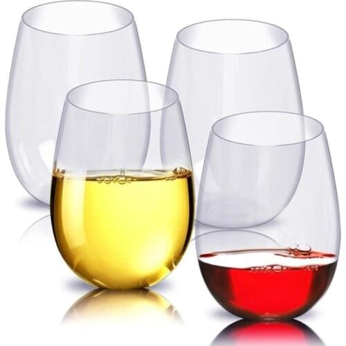 4pc/set Unbreakable PET Red Wine Glass Transparent Fruit Juice Beer Cup Shatterproof Plastic Glasses Cups Bar