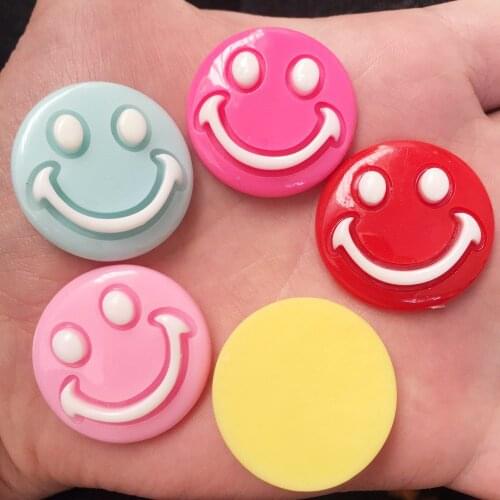 5pcs 30mm Mix Resin Round Smile Face Flatback Stone Child Scrapbook Wedding DIY F476