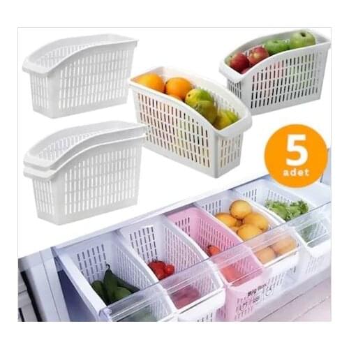 5pcs Adjustable Stretchable Refrigerator Organizer Storage Box Drawer Rangement Fridge Fresh Spacer Layer Rack Bag FREE SHİPPİNG