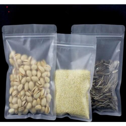 50pcs Frosted Plastic Ziplock Bag Flat Bottom Matt Translucent Beverage Zip Pouch Wedding Party Birthday Gift Bags