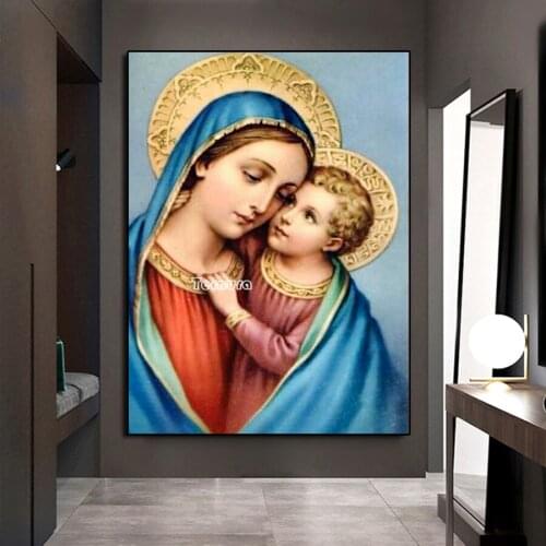5D diamond mosaic Madonna and baby For Living Room Home Decor DIY diamond Painting Religious Virgin embroidery mosaic rhinestone