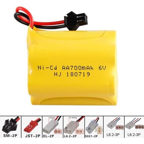 6V 700mah NI-CD Battery T model SM/JST/EL-2P/L6.2-3P Plug For Rc toys Cars Tanks Truck Robot Gun toy parts AA 6v Batteries Pack