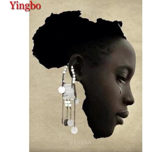 5D Diamond Painting Africa woman map art Cross Stitch Kit Full Square drill Diamond Embroidery Rhinestone diamond mosaic decor