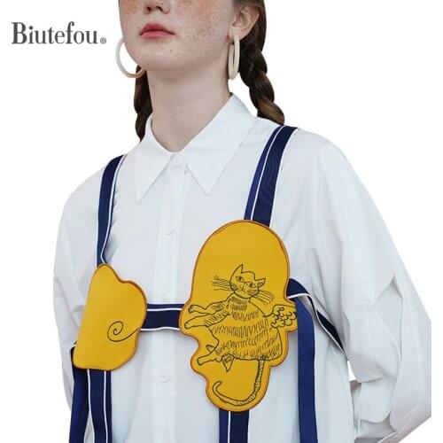 【Biutefou】Original Design 2021 Autumn Women Pop Art Embroidered Angel Cat Ins Camisole