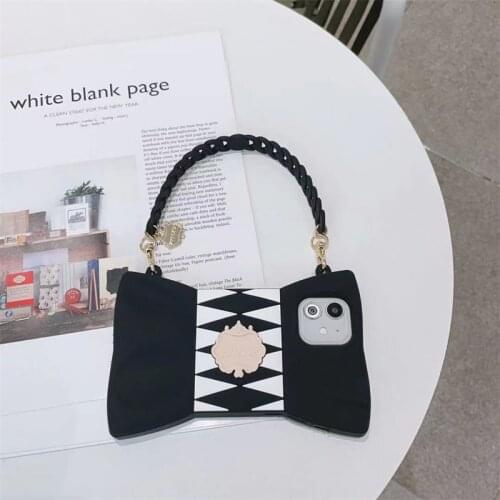 Case For iPhone 12 Pro Max 12 Mini 12 Pro Lady Crossbody Soft Silicone Back Bow-knot Handbag Cover For iPhone 12 Pro Phone Case