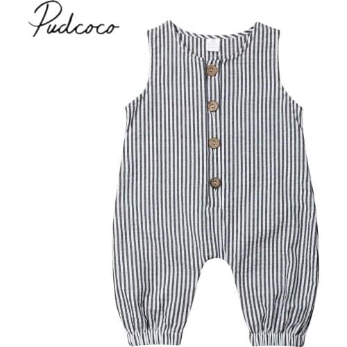 2019 Baby Summer Clothing Newborn Infant Baby Boy Girl Cotton Romper Striped Jumpsuit Clothes Outfits Sleeveless Sunsuit 0-18M